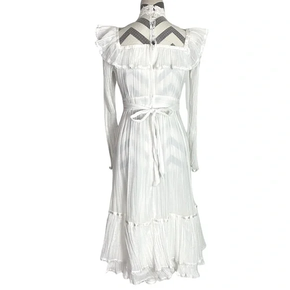 Gunne Sax Vintage 70s Dress Size Small Cottagecore Lace Ruffle Wedding Dress EUC - Picture 3 of 16